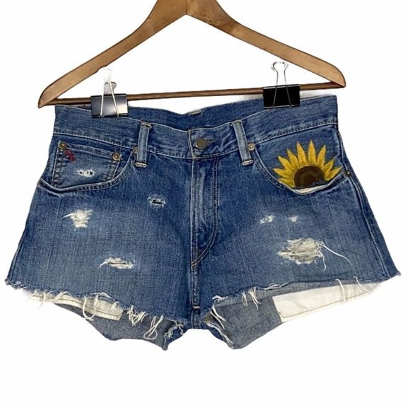Polo Ralph Lauren Hand Painted Denim Shorts - Picture 1 of 8
